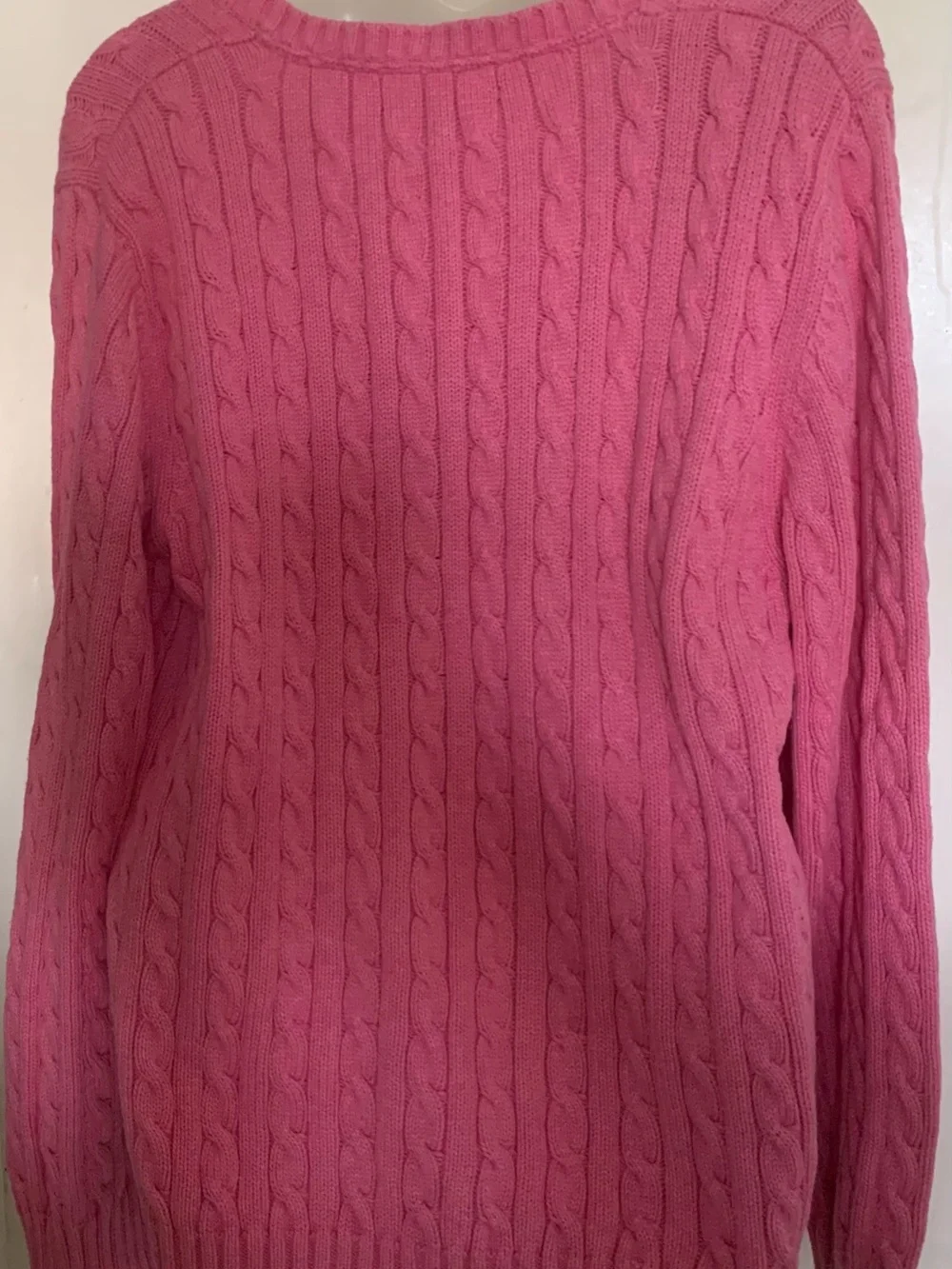 Tommy Hilfiger Sweater Women Pink Cable Knit V-Neck Long Sleeve Size XXL